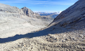 Bergtour Conturines, Lavarella - Aufstieg, Rückblick