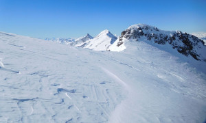 Skihochtour Dreiherrrenspitze - Sattel, Blick zur Daber- und Rötspitze Skihochtour Dreiherrrenspitze - Sattel, Blick zur Daber- und Rötspitze