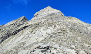 Bergtour Durreck - Abstieg, Rückblick plattiger Schlussanstieg