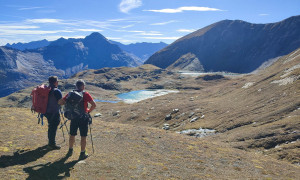 Bergtour Quirl - Abstieg, Blick zu den Seen bei Hohe Gruben